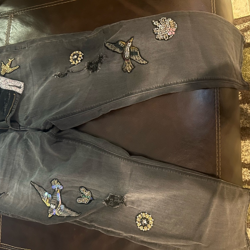 Embroidered Black Jeans for Women